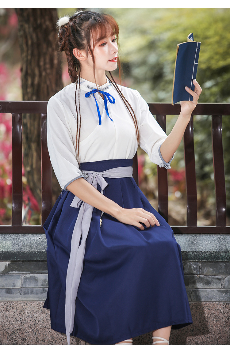 汉服春季襦裙 日常汉元素古装武侠风学生装班服女装情侣制服服