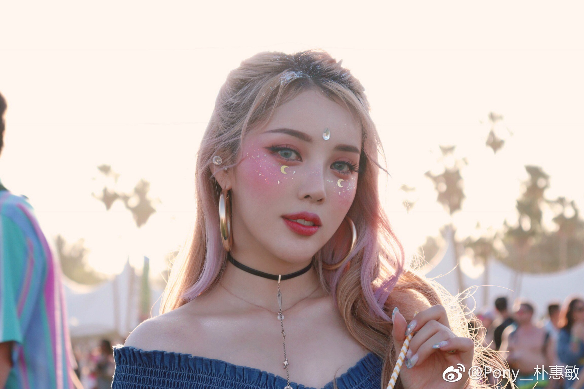 pony同款金属月亮星星亮片妆散粉 少女心眼妆混合套装音乐节妆容