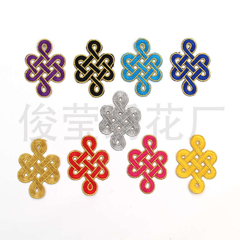 新款中国结蒙古结图纹刺绣布贴 花舞台演出服装饰贴花补丁贴