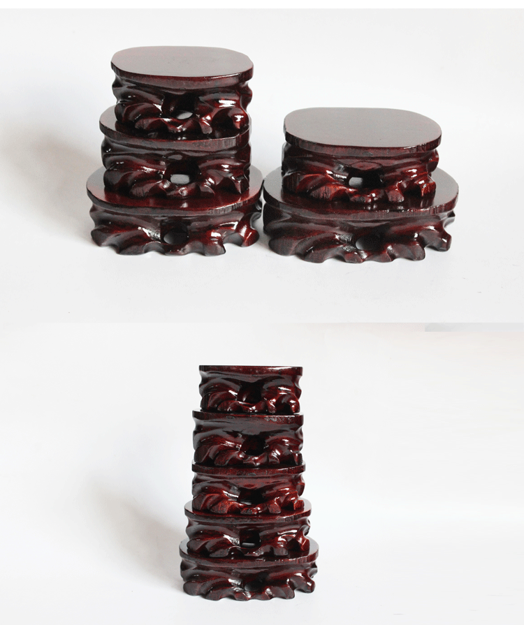 奇石摆件底座 实木质小石头木托 木架子茶壶托架可挖槽底座