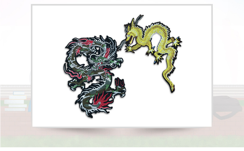 迷艺绣花加工大号布贴龙腾四海刺绣补丁服装辅料布贴激绒衣服贴花