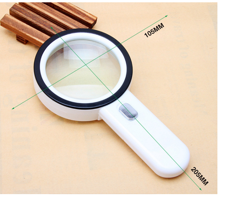 古玩阅读放大镜20倍双镜片放大镜高清晰光学带灯手持式放大镜