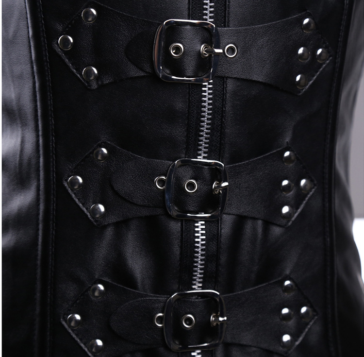 情趣束身衣皮革女王装开档紧身衣束腰皮束衣 皮款束身衣 另类玩具