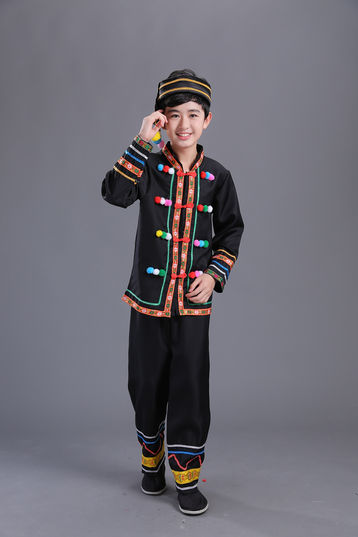 儿童少数民族服饰苗族演出服瑶族壮族舞蹈裙子彝族男女表演服饰