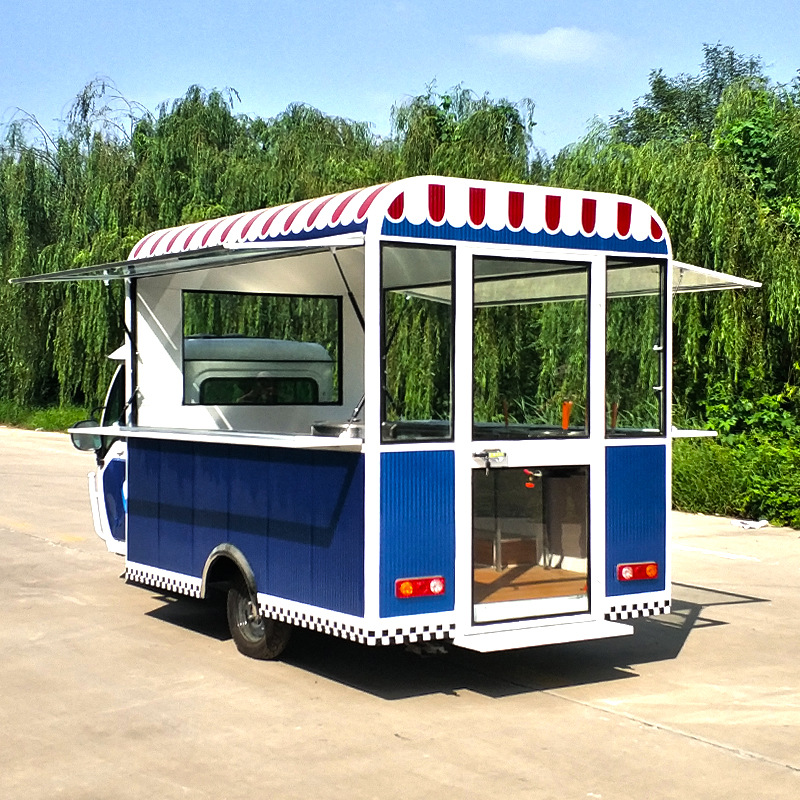 小吃车多功能商用流动房车电动三轮餐车冰粉快餐车移动摆摊小推车