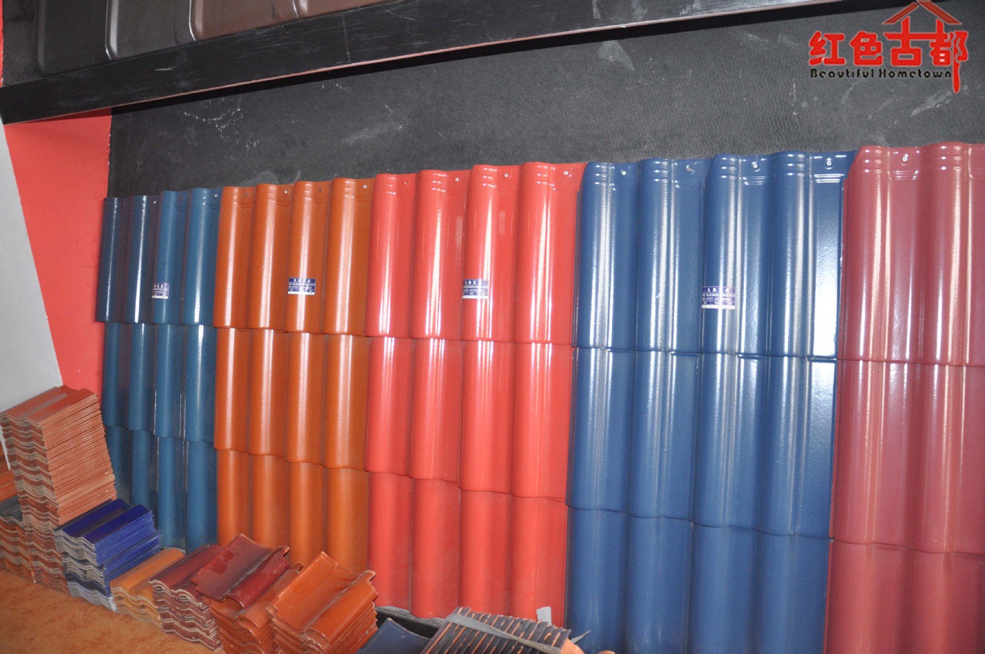 现代建筑风景区别墅木屋陶瓷瓦 30x40公分 桔红色欧式连锁瓦