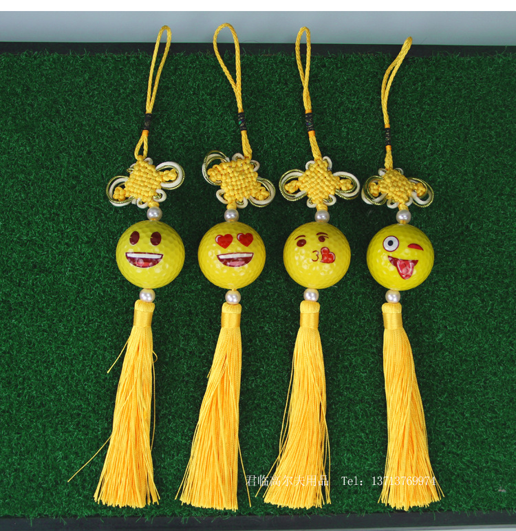 全新高尔夫表情球中国结挂饰创意礼品球可订做双层练习球