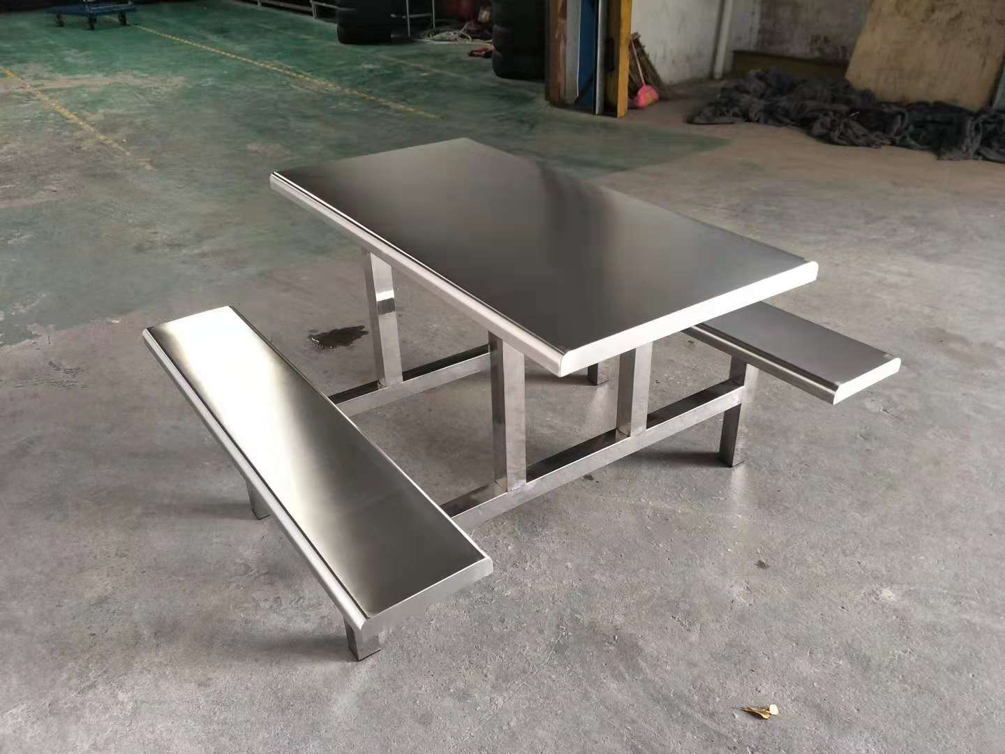 食堂不锈钢餐桌椅-饭堂不锈钢餐桌-四人位加厚型30年用不坏