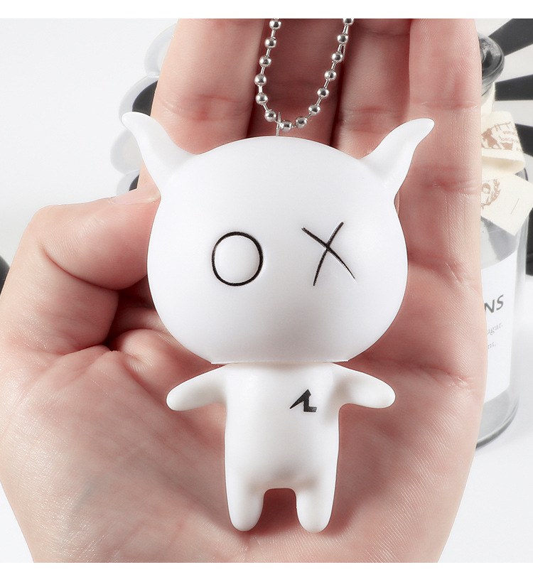 创意新款卡通公仔安逗黑仔汽车钥匙扣情侣搪胶公仔钥匙链挂件小礼