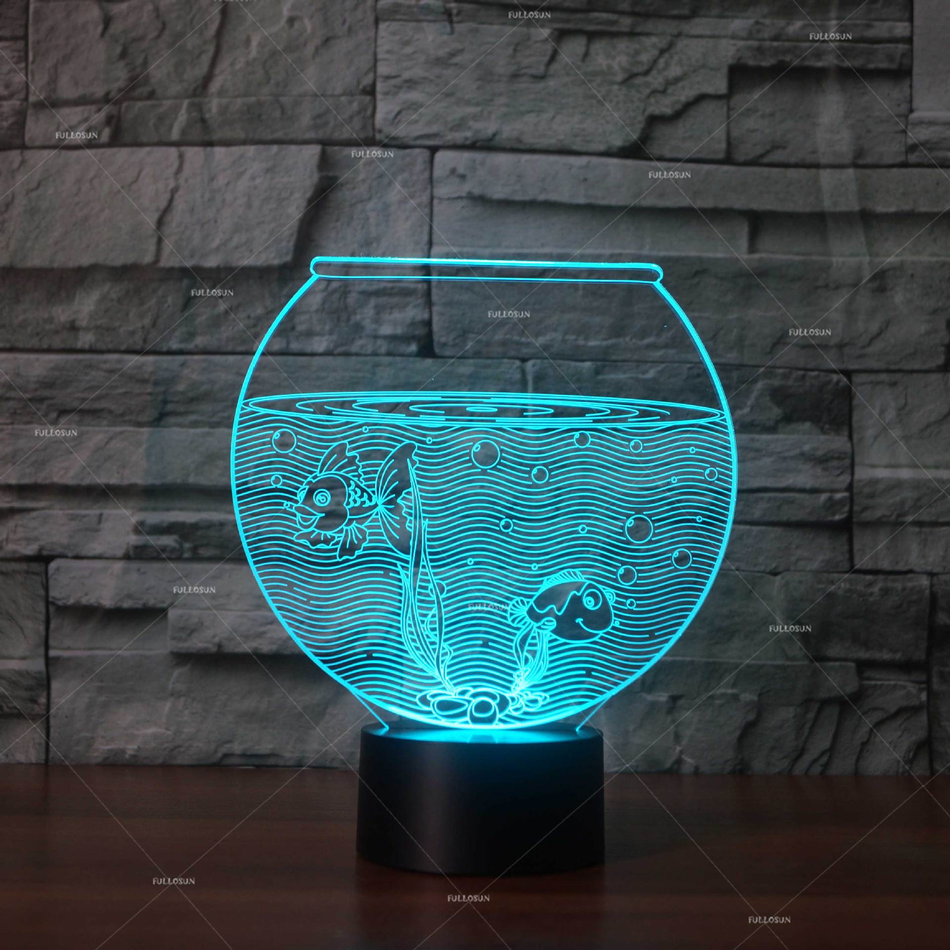 金鱼鱼缸造型台灯小夜灯 3d视觉台灯创意产品fs-3607