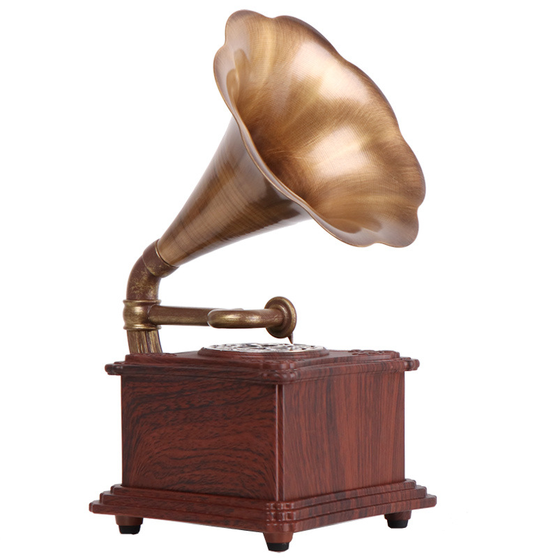 厂家直销 纯铜大喇叭复古留声机 客厅仿古纯铜摆件复古音响