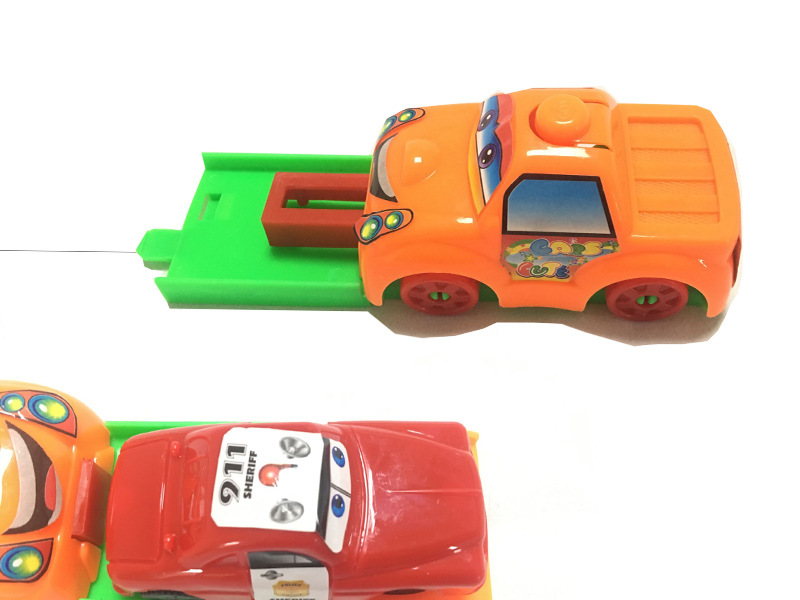 【卡通头弹射车】弹力滑行车儿童益智弹射车模型滑行组装玩具车地