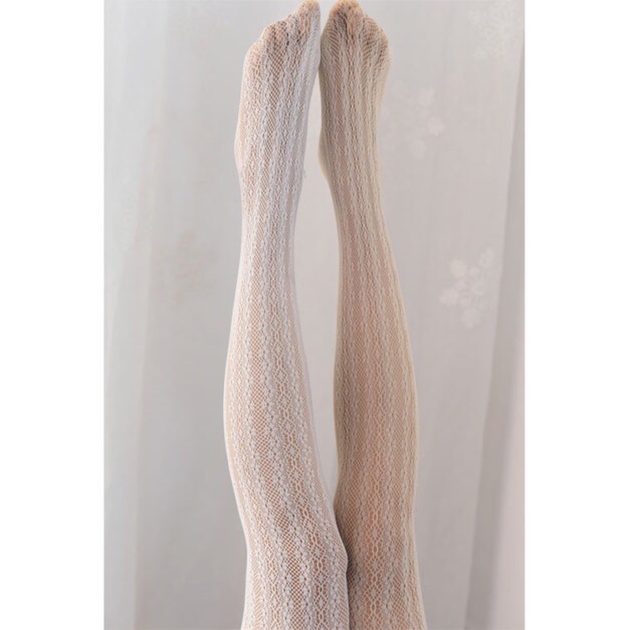 法式优雅白色复古蕾丝网袜ins风日系古着感镂空提花连裤袜丝袜