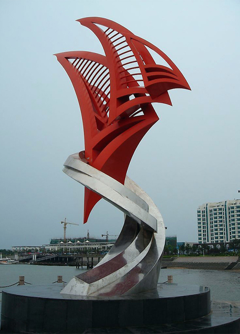 抽象不锈钢风帆雕塑 大型金属工艺品 城市标志性景观雕塑摆件 826