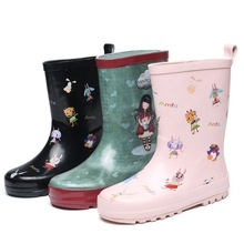 YO厂家直销小童雨靴粉色黑色涂鸦男孩女孩橡胶水鞋雨鞋批发