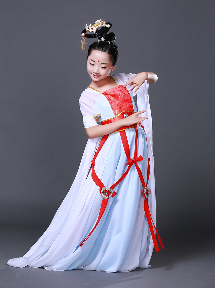 新款飞天舞蹈服水袖舞台服儿童嫦娥古装服装仙女飘逸古典演出服