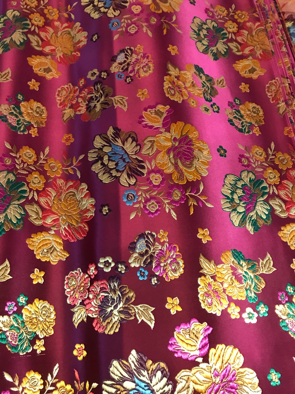 90宽大牡丹布料 织锦缎 唐装面料 旗袍布料批发 厂家直销