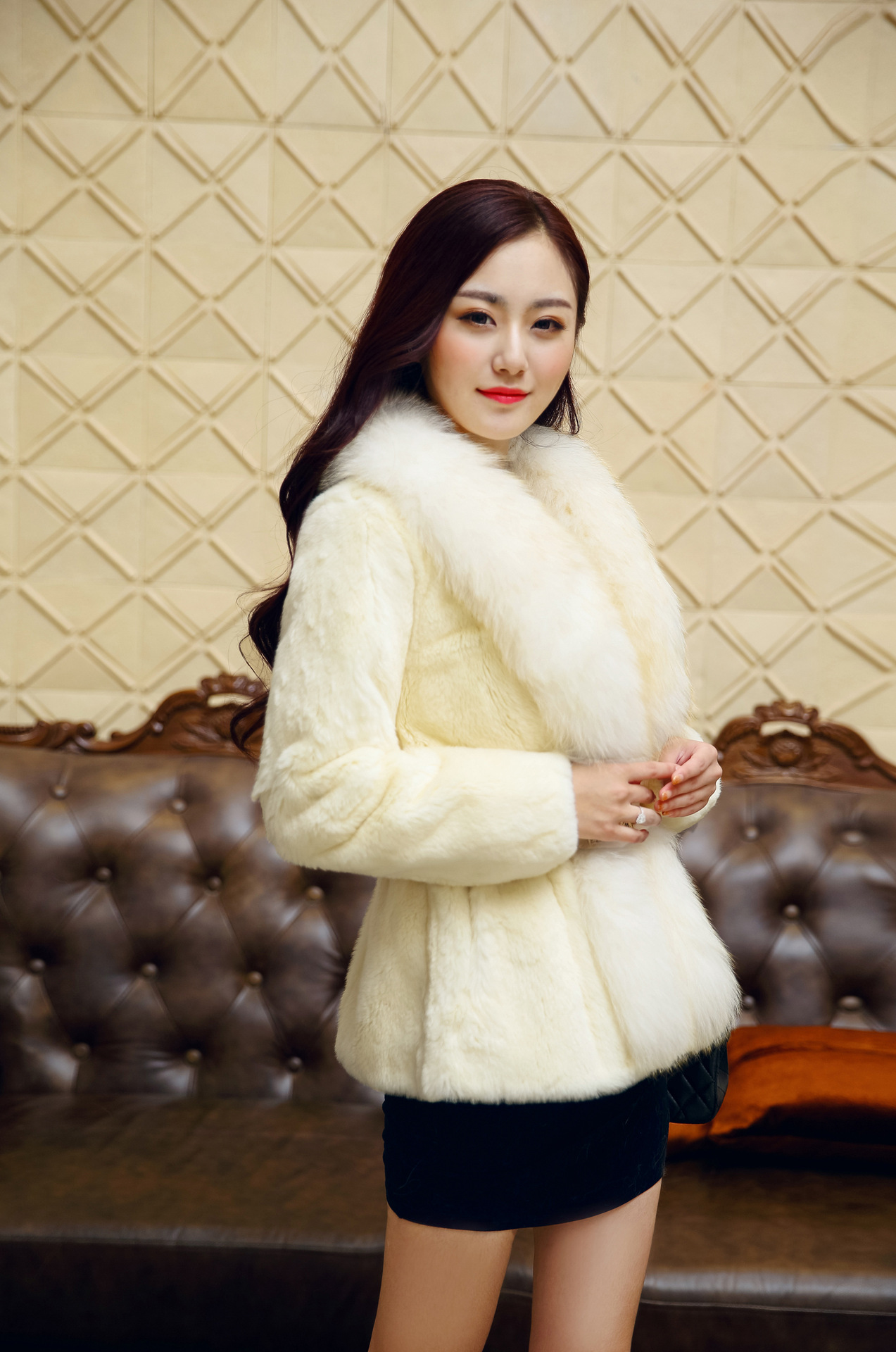 2018新款韩版秋冬季仿皮草外套女装短款修身仿狐狸毛领时尚上衣服