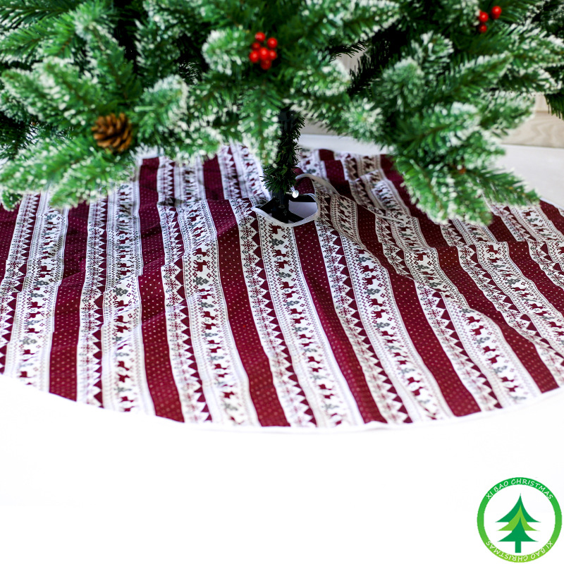 Amazon Hot Christmas Decoration Supplies Creative Christmas Printing Tree Skirt Christmas Tree Bottom Fabric Decoration