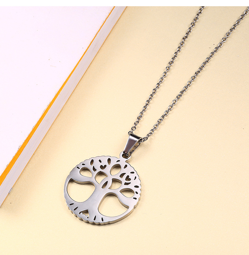 钛钢饰品和平树镂空项链速卖通创意环保生命树耳钉不锈钢首饰套装
