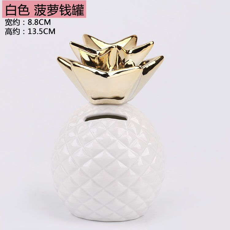 Nordic Ins Style Golden Pineapple Decoration Ceramic Pineapple Home Decorations Pineapple Shaped Coin Bank Crafts