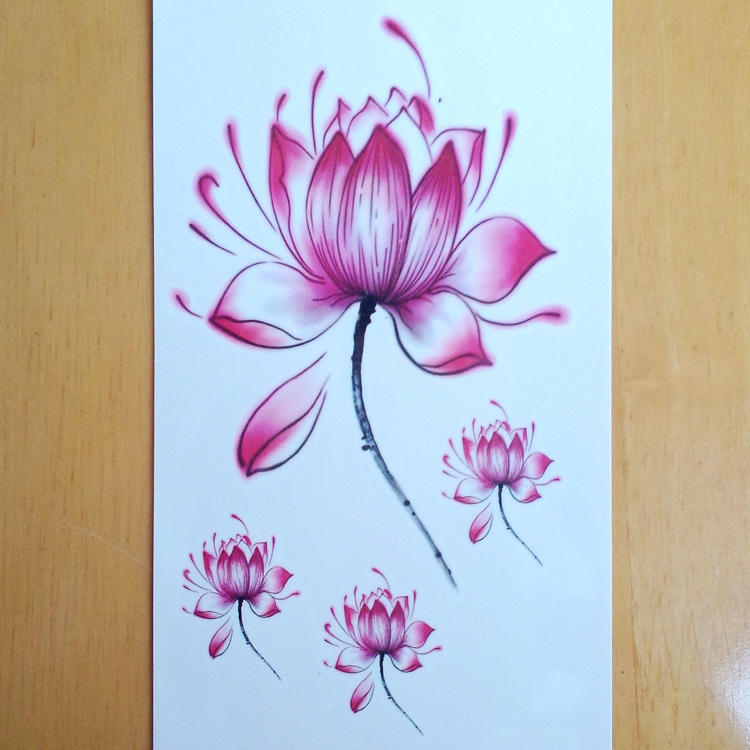 小清新莲花 荷花 彼岸花 逼真纹身贴纸 防水性感纹身贴 遮疤痕贴