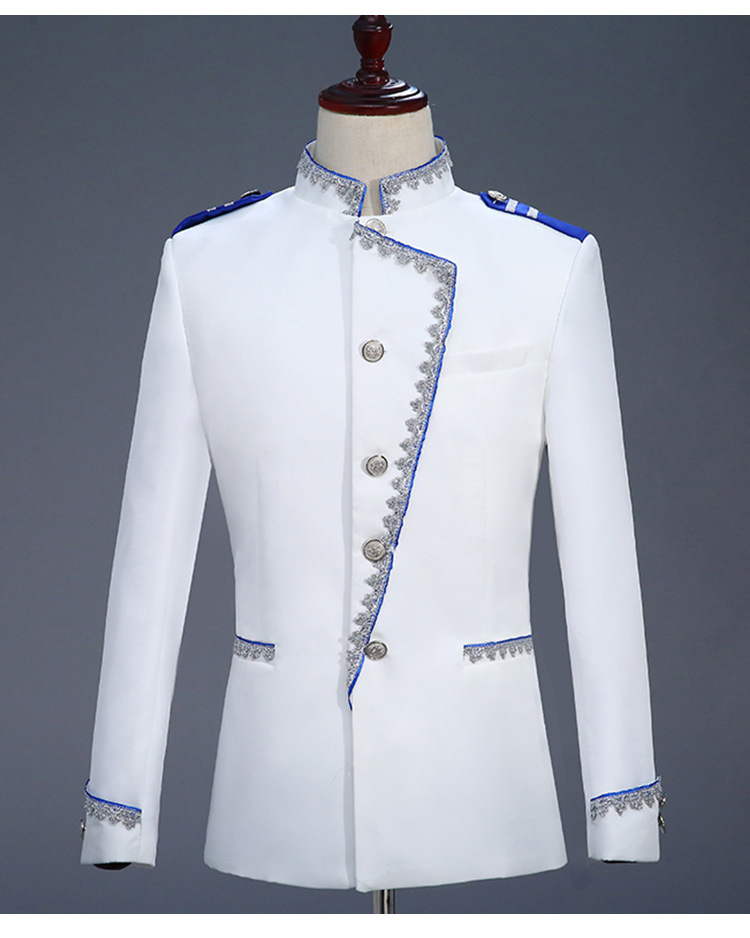 欧式宫廷装表演服男士男装主持舞台年会白色王子演出服欧州军礼服