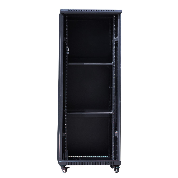 32u网络机柜 1米6高玻璃门机柜 定制网络铁柜子 带轮子落地机柜
