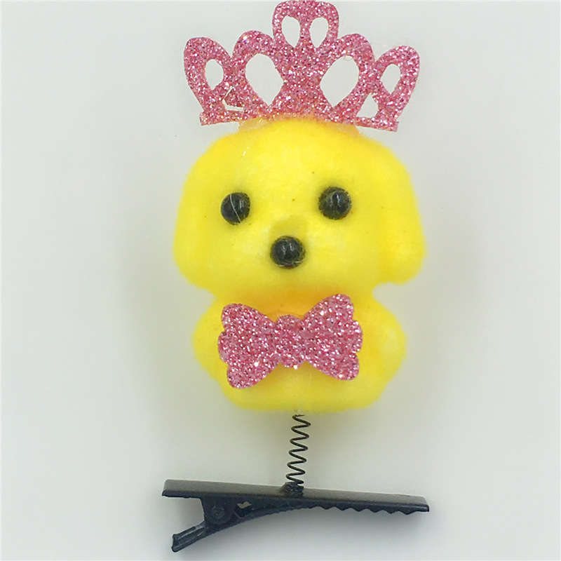 卖萌小狗 狗年发夹毛绒小黄狗发卡小狗发箍地摊玩具头饰厂家批发