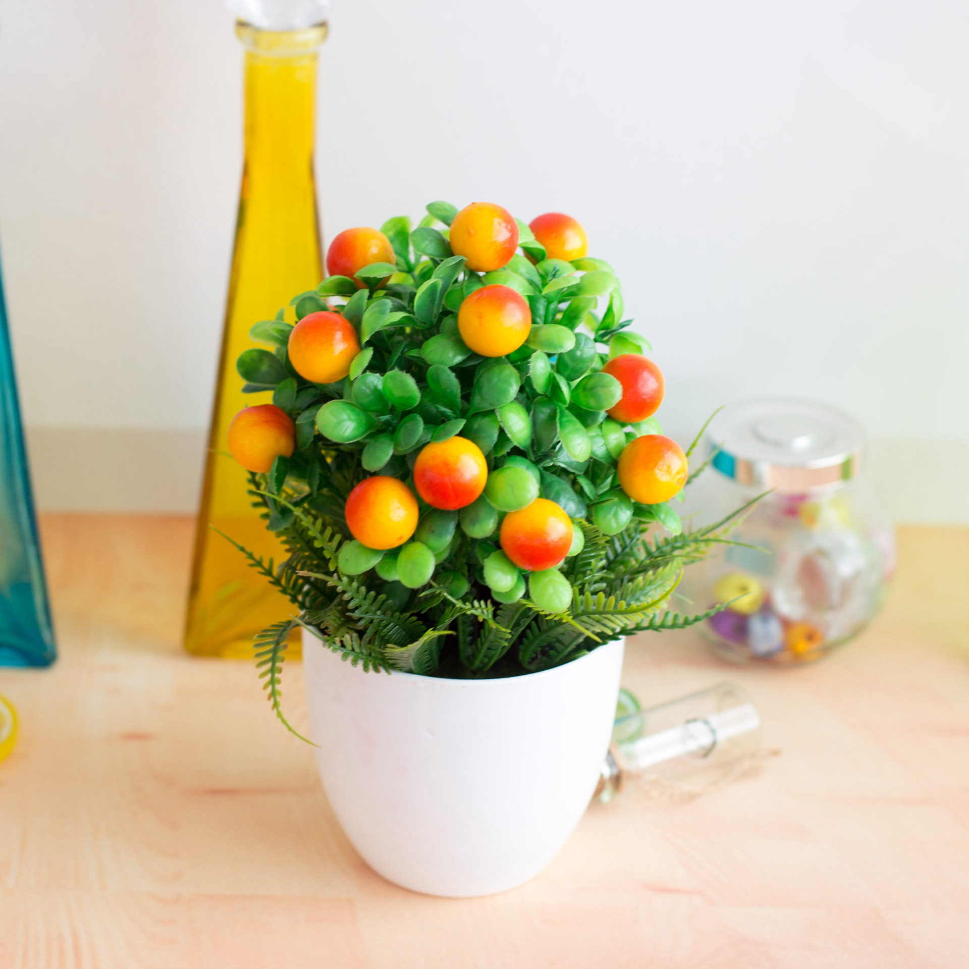仿真植物盆栽仿真水果家居装饰六叉富贵果招财果如意吉祥果