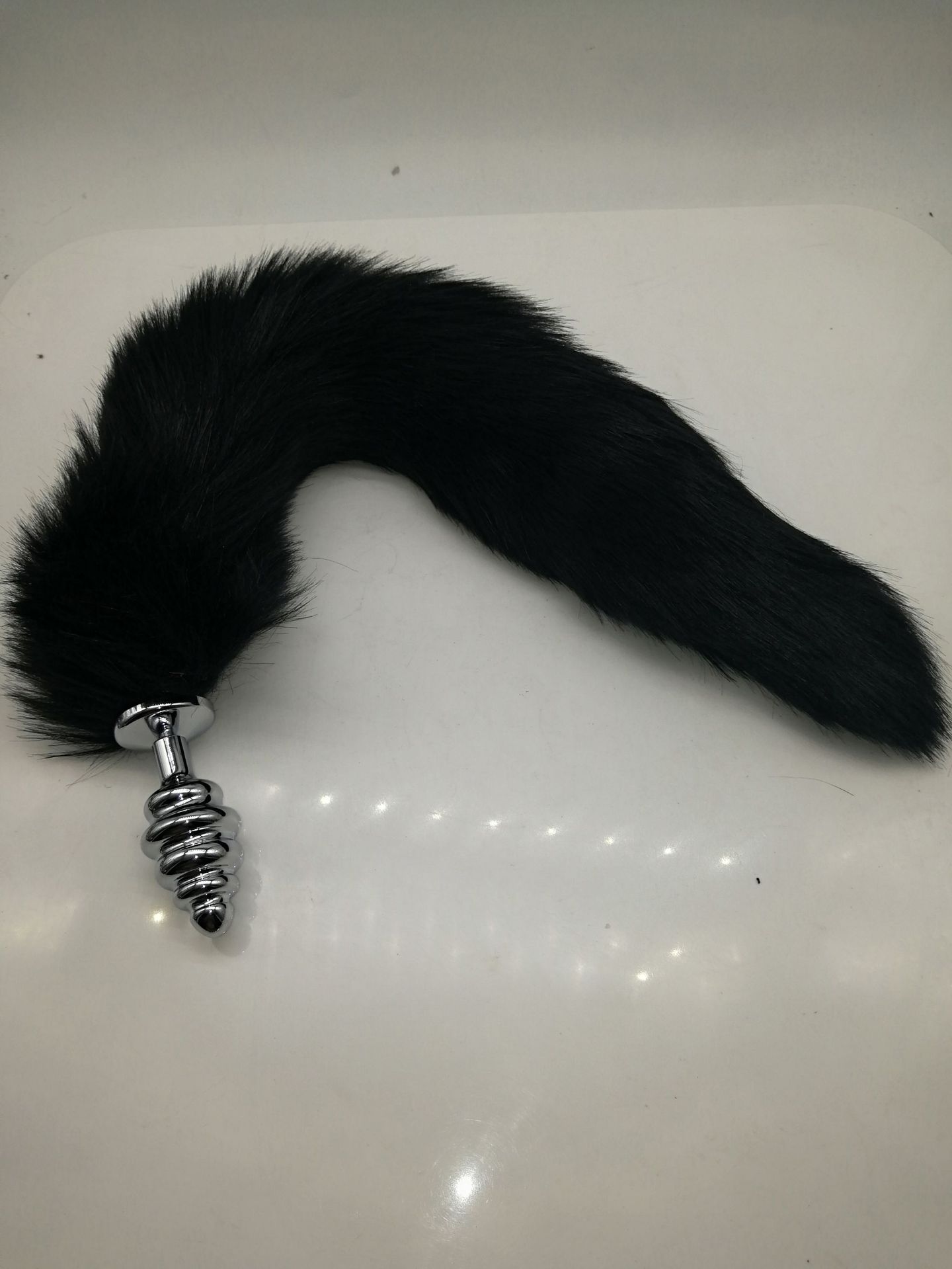 金属常规小号黑色狐狸尾巴肛塞后庭调情玩具成人情趣用品厂家批发