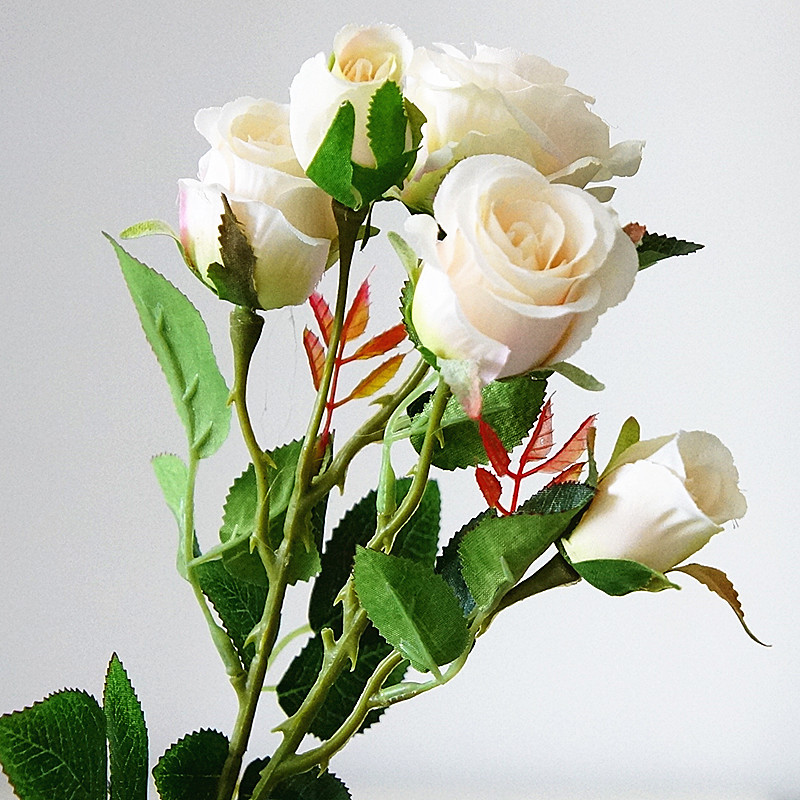 单枝多头戴安娜小玫瑰 仿真花假花 家居装饰摆件婚庆摄影布景装饰