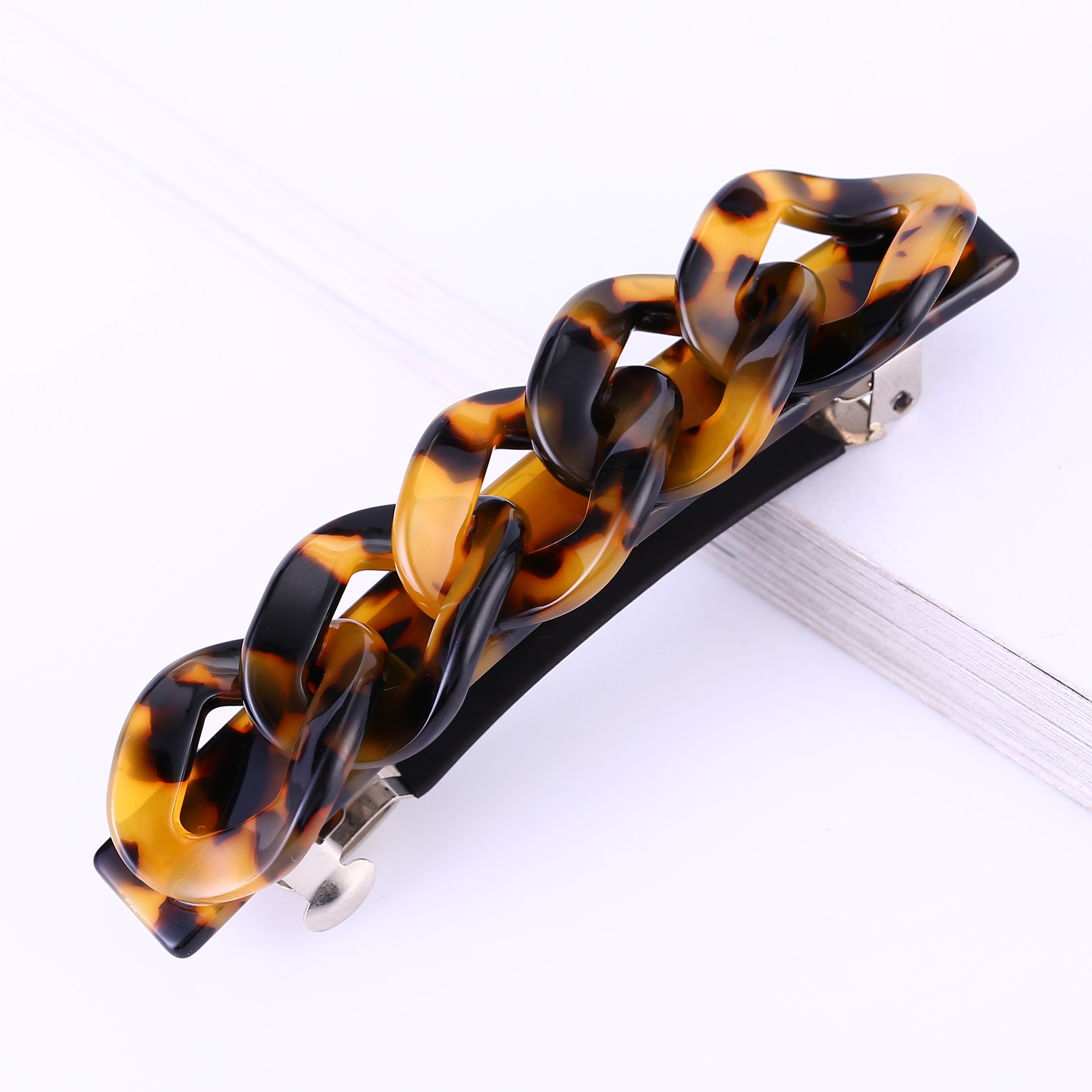 欧美高档醋酸一字弹簧夹发饰 简约复古弹簧扣女士马尾夹发夹混批