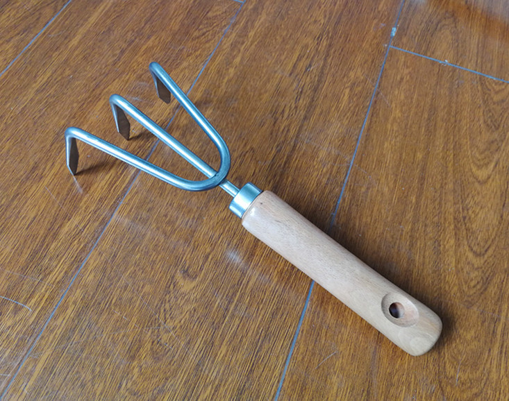 不锈钢三齿松土耙子 小爪勾 盆景铲子 三爪盆栽工具
