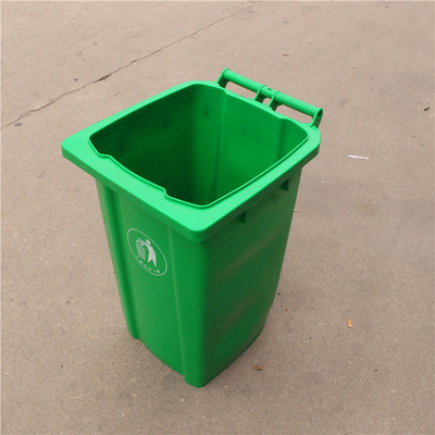 湖南湖北 户外环卫桶带盖带轮全新方口塑料垃圾箱废物回收桶绿色