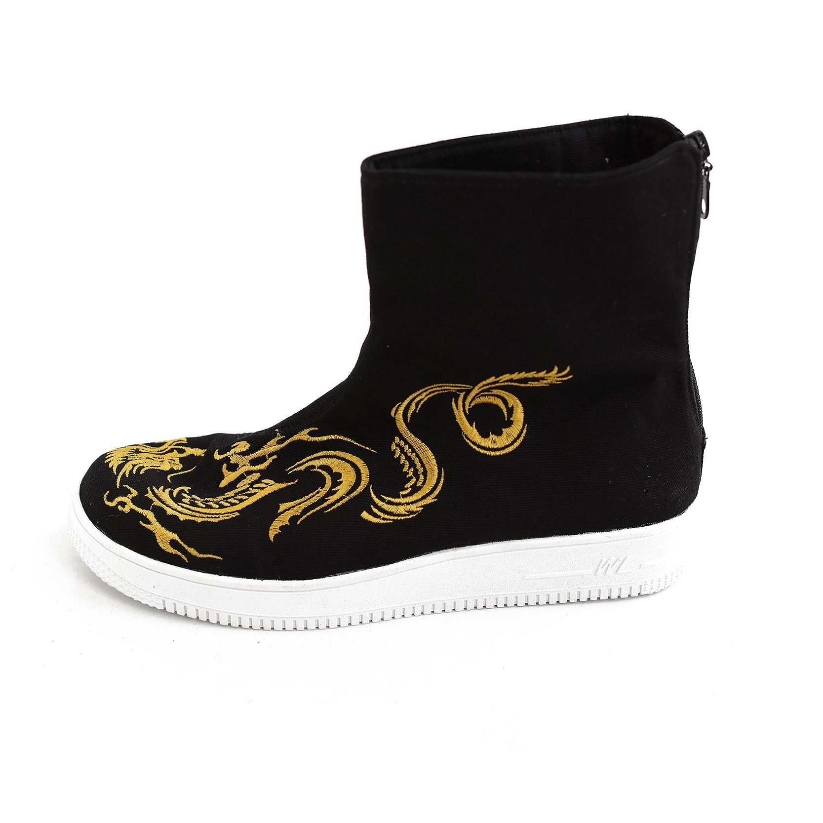 2019秋冬新款 龙靴 中国风男靴厚底帆布鞋短筒刺绣金龙创意款