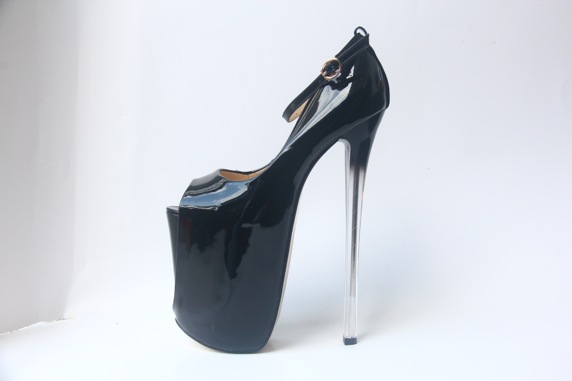 一件代发新款超高跟22cm漆皮鱼嘴20cm单鞋t台性感大码女鞋恨天高