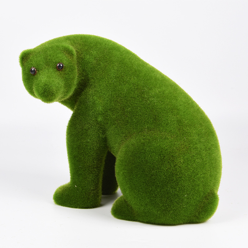 爆款植绒绿毛动物吹塑大北极回头熊毛仿生逼真景观工程节庆摆饰品