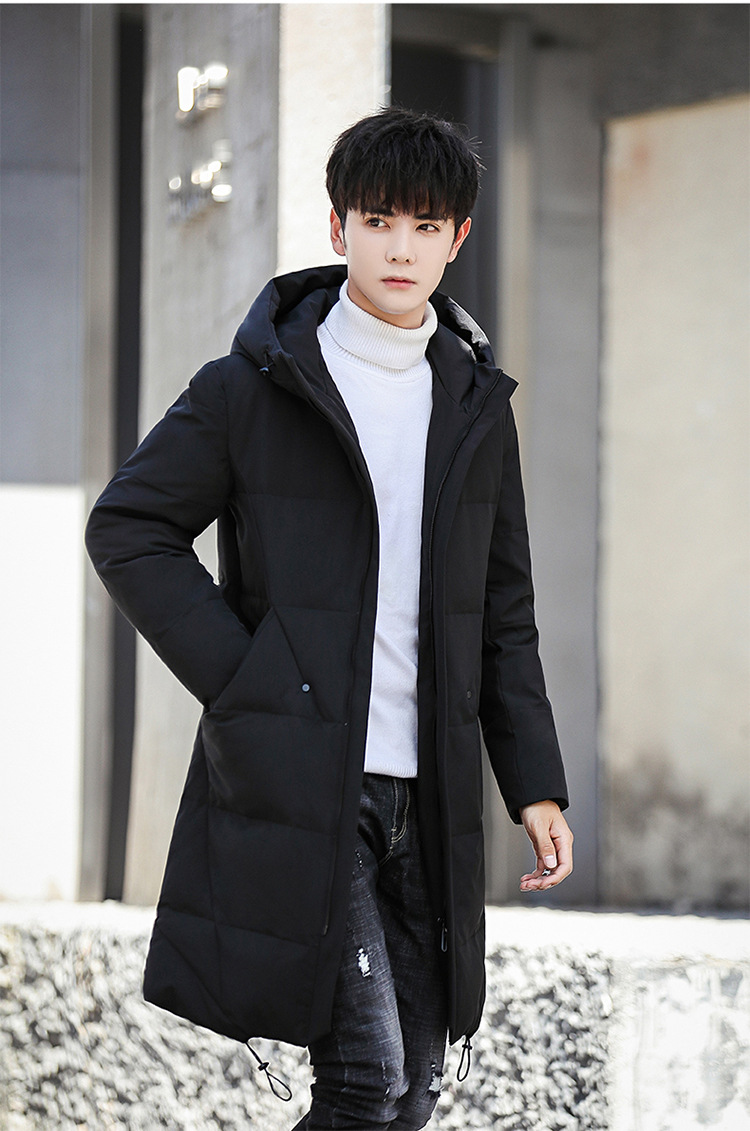 商品名称:跨境羽绒服男士秋冬季新款中长款韩版加厚修身连帽外套潮一