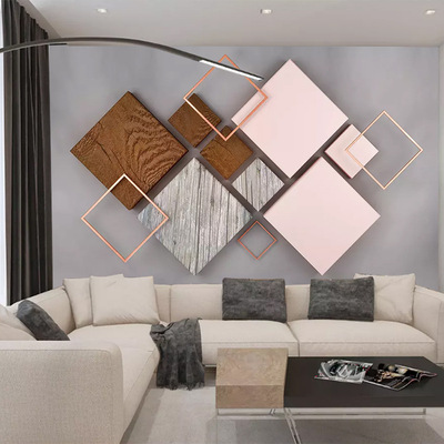 北欧现代简约个性几何图案壁画电视背景墙壁纸客厅影视墙墙布墙纸