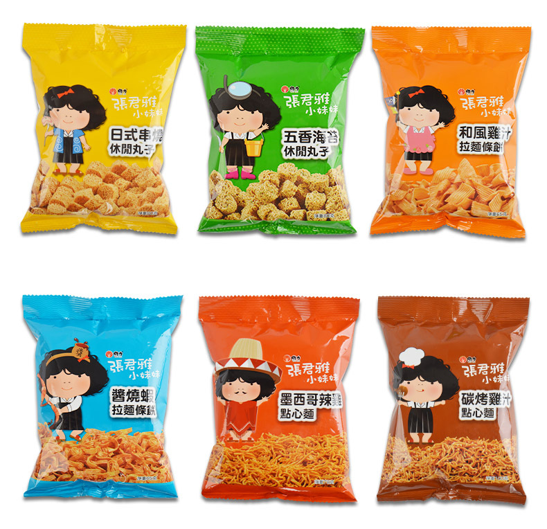 进口零食台湾张君雅小妹妹干脆面捏碎面甜圈休闲食品整箱批商超版