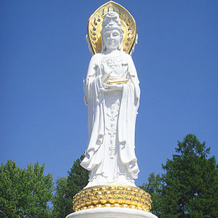 供应石雕三面观音 大理石滴水观音菩萨像 寺庙大型石雕观音雕塑