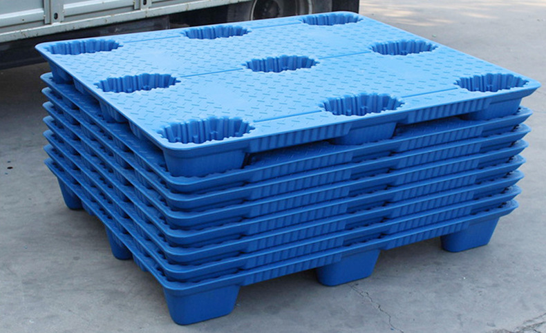 上海厂家 网格九脚单面吹塑塑料托盘 叉车专用塑料托盘定制
