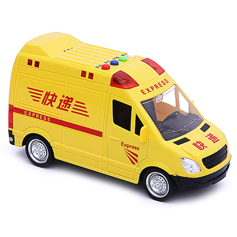 精灵狗 宝宝益智儿童 灯光音乐故事 1:14大号惯性快递车邮政模型