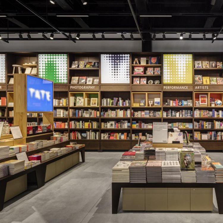 书店书架佛山学校图书馆展示柜复古多层木质展示柜简易书柜中岛台