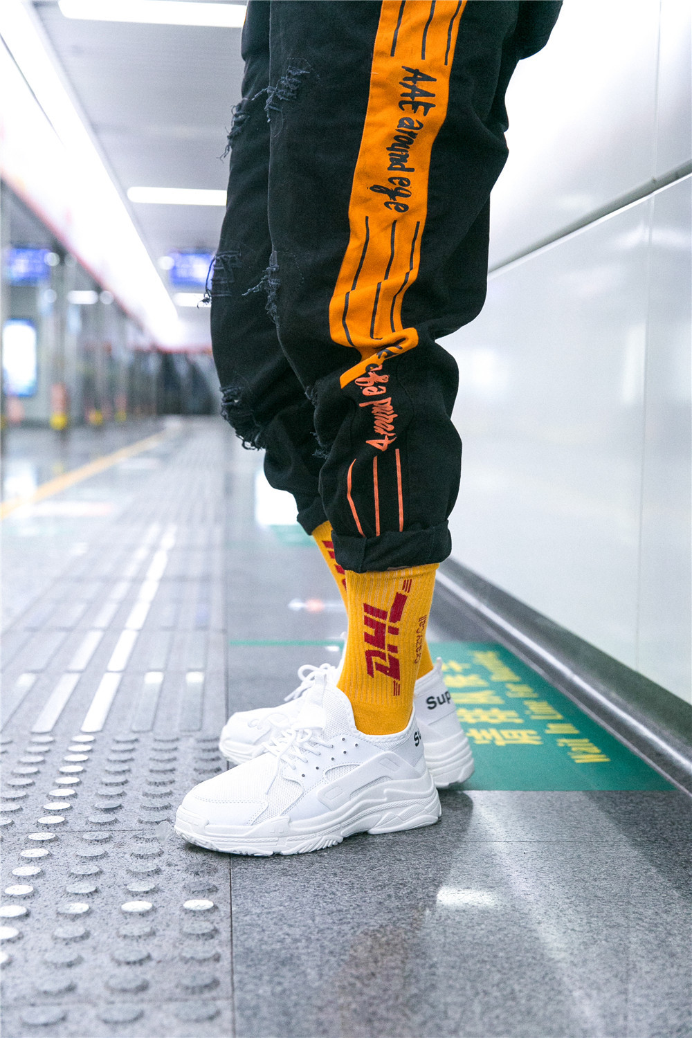 2018秋冬新款方程式标全棉中性男女街头运动潮袜滑板袜中筒袜子