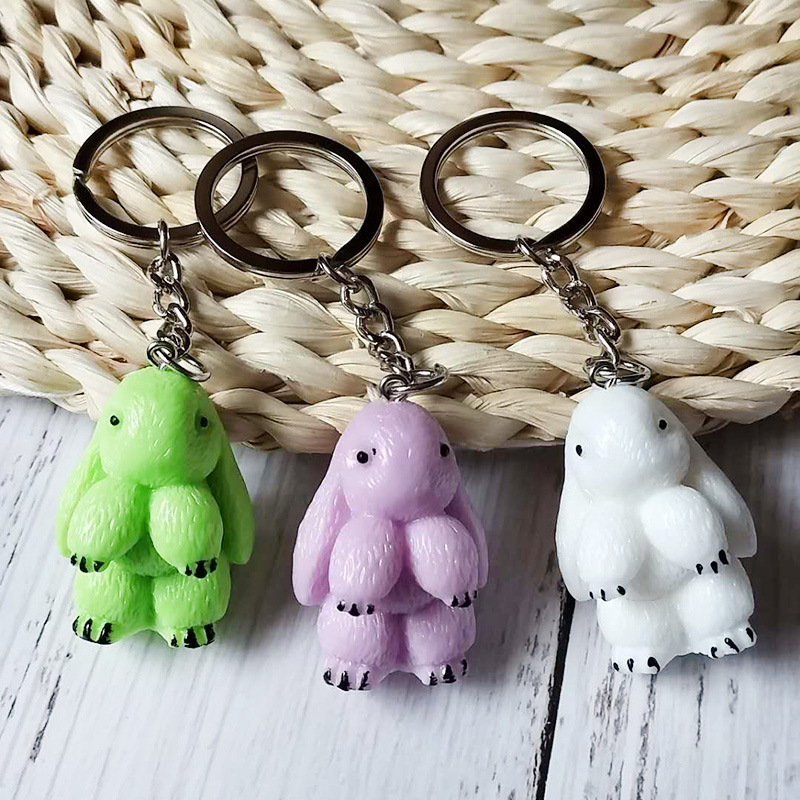 创意个性装死兔公仔钥匙扣 可爱小兔子树脂卡通挂件配件小礼品