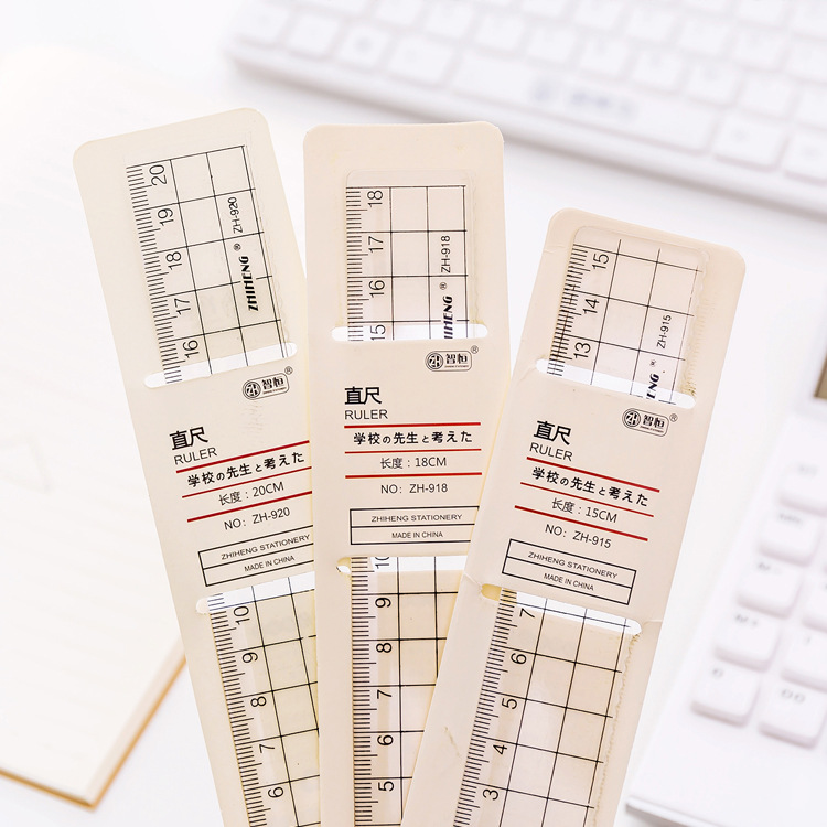 Creative Simple Unprinted-Style Ruler Transparent Plaid Acrylic Plastic Ruler Notebook Scale Set Ruler for Students