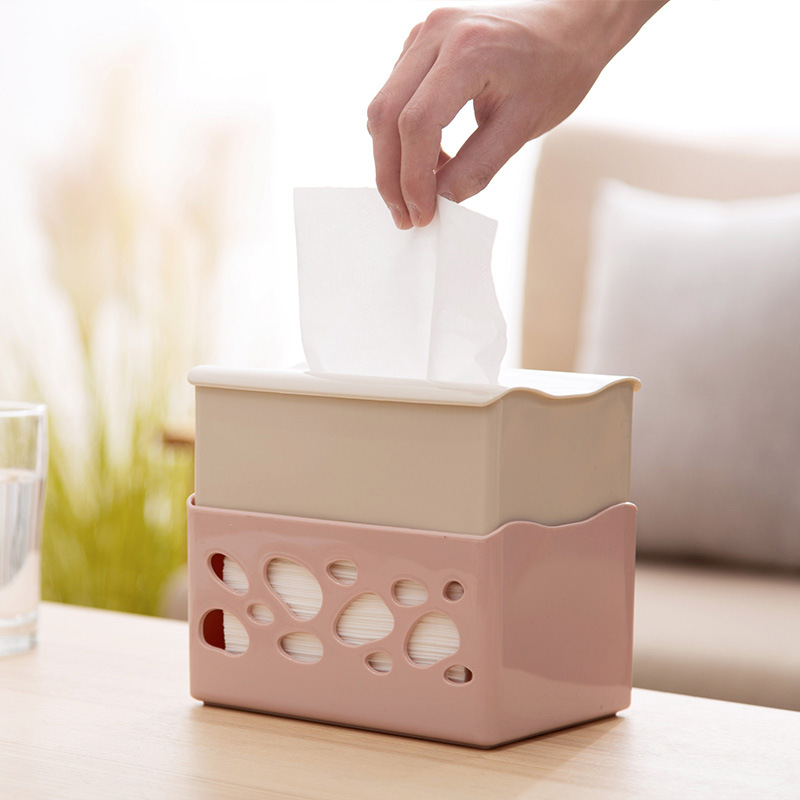 Plastic Lifting Tissue Box Household Paper Extraction Box Creative Living Room Desktop Napkin Storage Box Tissue Box 0652