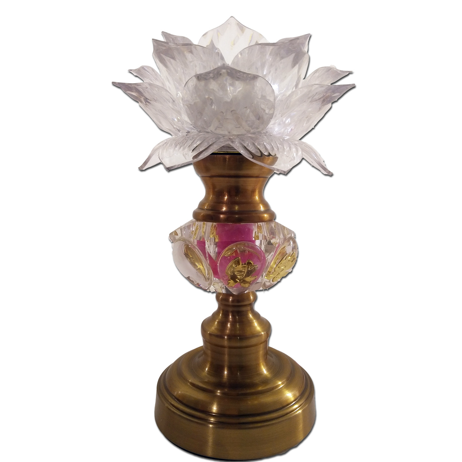 佑毅佛供灯合金铜双亮水晶莲花灯系列观音莲花灯电烛灯宗教用品